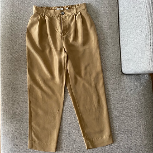 VINCE Cropped Silk Trousers in Sun Khaki Size 2 - Picture 3 of 7